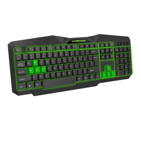 Accesorii Gaming - Tastatura Gaming USB, Esperanza Tirionos, iluminata LED verde, 104 taste, neagra
