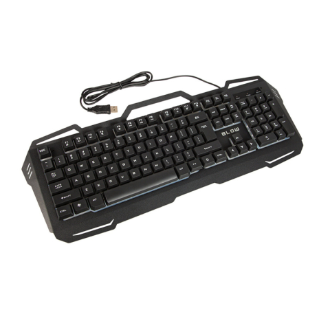 Tastatura USB cu iluminare LED, Blow Adrenaline Cold Steel 10298, 104 taste, lungime cablu 150cm, neagra [1]
