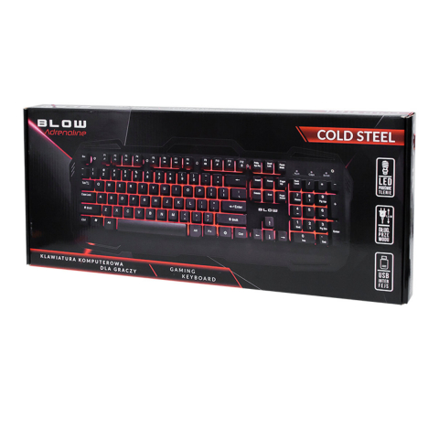 Tastatura USB cu iluminare LED, Blow Adrenaline Cold Steel 10298, 104 taste, lungime cablu 150cm, neagra [3]