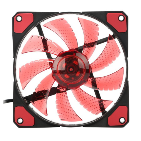 Ventilator PC, Gembird Huracan 100R, 120 x 120 x 25 mm, 15 Led rosii, 3p + 4p, 1100 rpm, 12V [7]