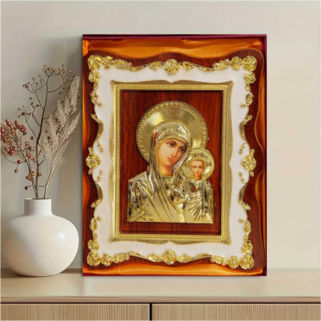ICOANE MAICA DOMNULUI - Icoana Maica Domnului cu Pruncul Iisus - lemn natural, detalii aurii
