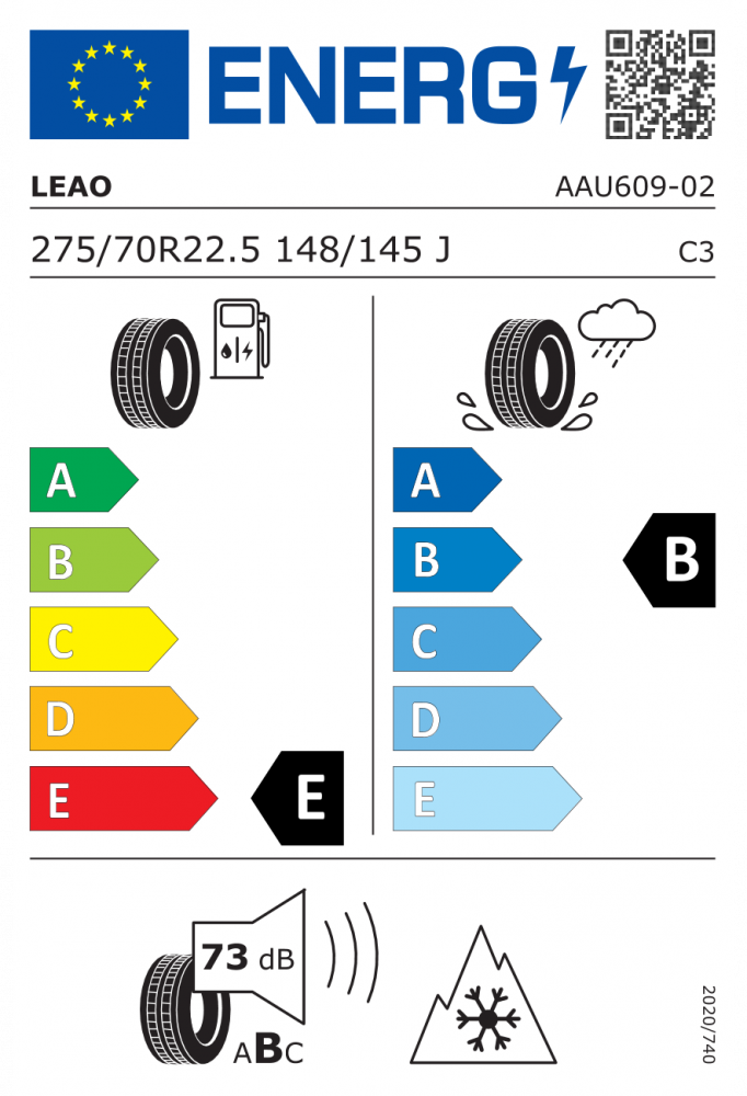 275/70R22,5  148/145J LEAO AAU609 16PR TL M+S 3PMSF [2]