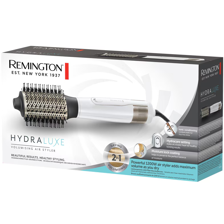 Aparat de coafat, Remington, Cu aer cald, 1200 W, 3 nivele de temperatura, 3 viteze, Alb [1]