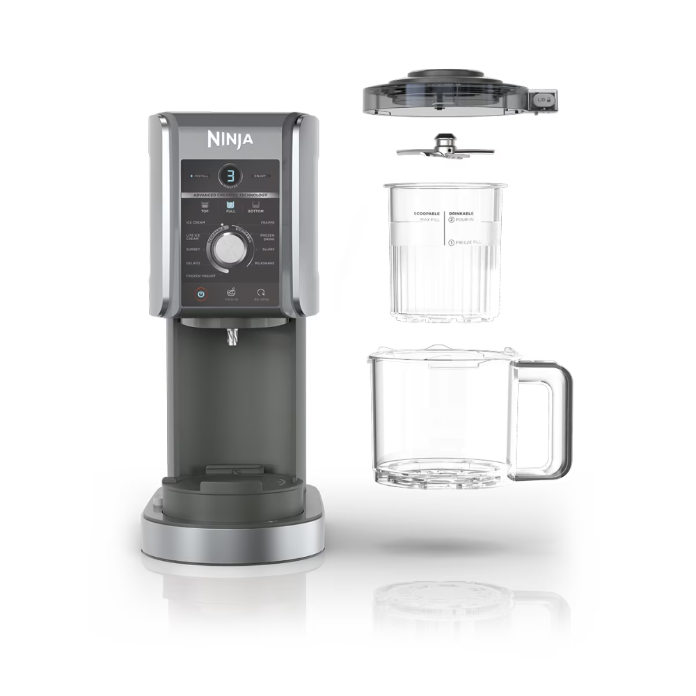 Aparat de inghetata Ninja CREAMi Deluxe NC501, 800W, 10 programe, capacitate 3x709ml, negru/argintiu [2]