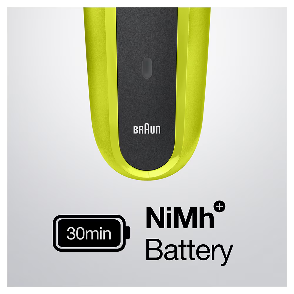 Aparat de ras Braun Series 3 300s, Wet&Dry, 3-Flex Blades, maner ergonomic, autonomie 30 min, Negru/Verde [2]