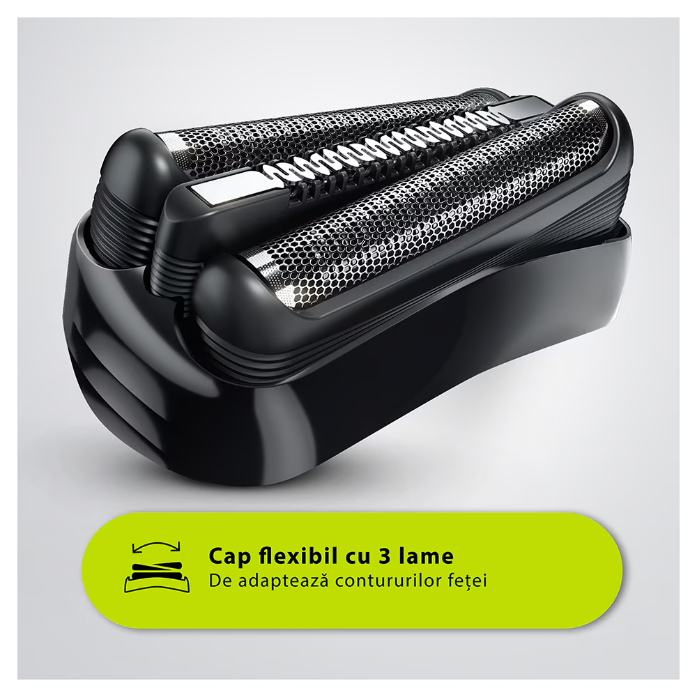 Aparat de ras Braun Series 3 300s, Wet&Dry, 3-Flex Blades, maner ergonomic, autonomie 30 min, Negru/Verde [3]