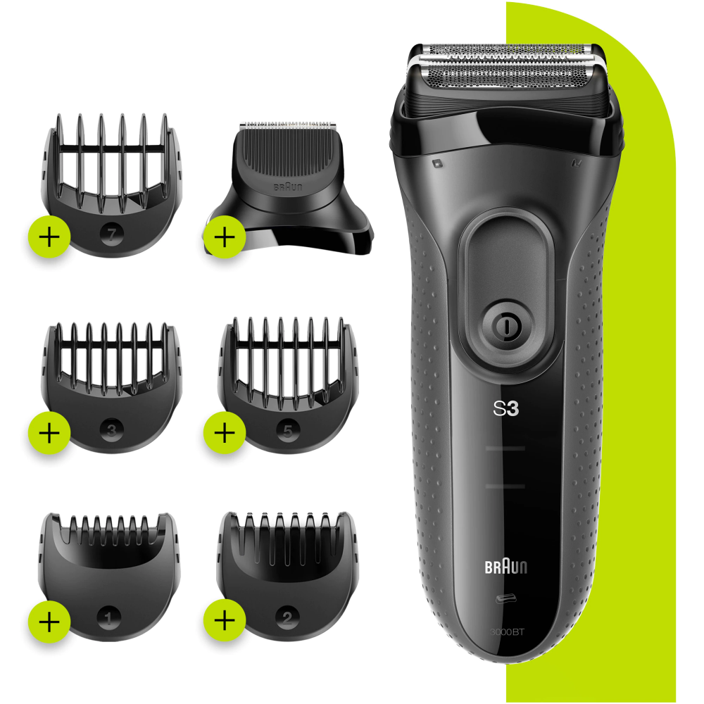 Aparat de ras electric Braun Series 3 3000BT ProSkin Wet&Dry, MicroComb, cap de tuns, 5 piepteni, Saculet de calatorie, Negru [2]