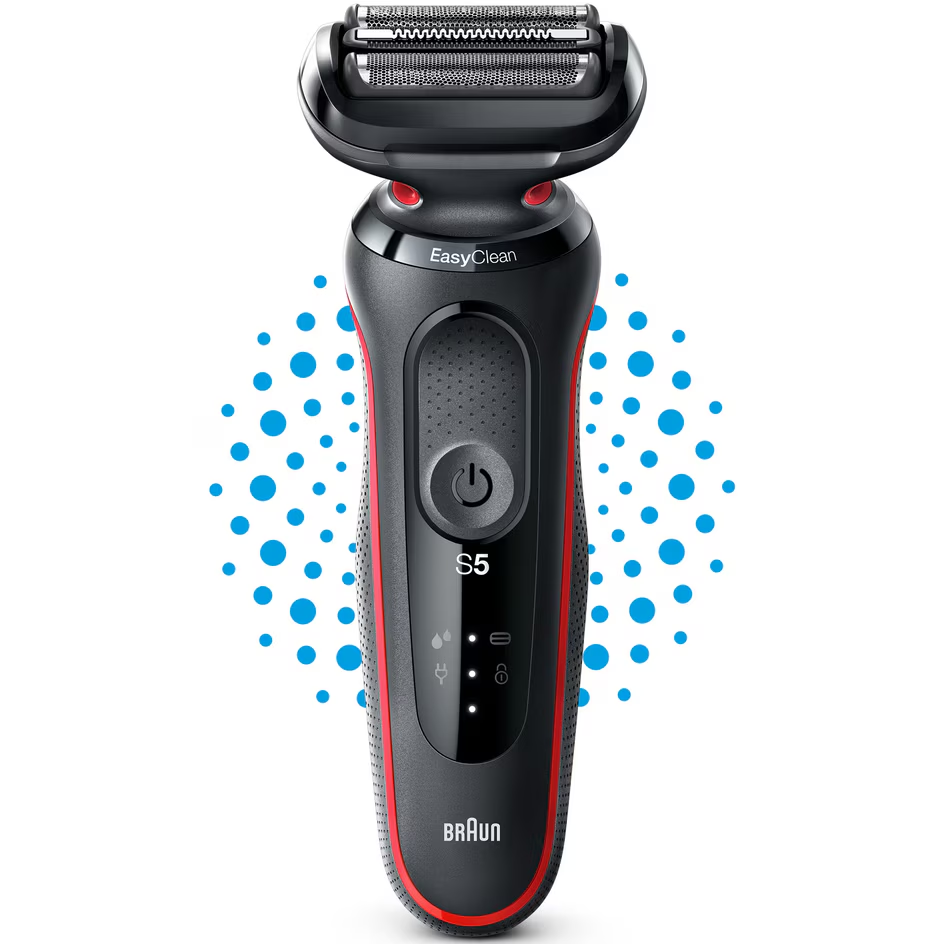 Aparat de ras electric Braun Series 5 51-R1000s Wet&Dry, AutoSense, Easy Clean, Easy Click, 3 elemente de taiere, Rosu/Negru [3]