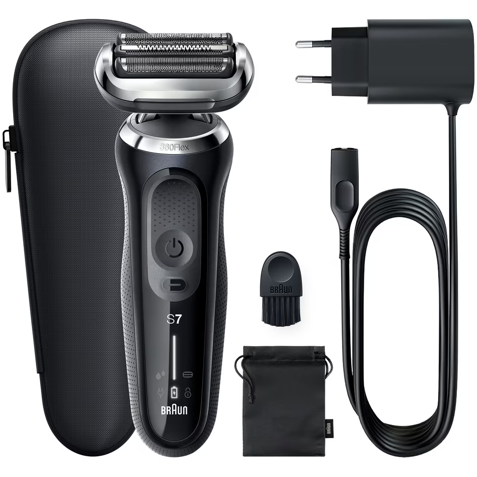 Aparat de ras electric Braun Series 7 71-N1000s, Wet&Dry, 4 elemente de taiere, SensoFlex, AutoSense, Trusa de voiaj, Negru [2]