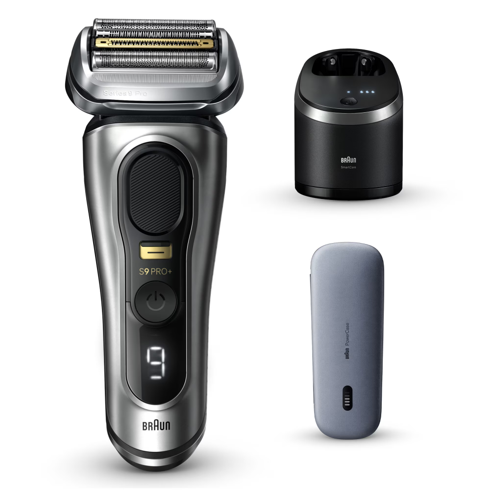 Aparat de ras electric Braun Series 9 PRO+ 9577cc, ProLift Trimmer, SensoFlex, AutoSense, Sonic Technology, 40.000 de actiuni de taiere, 5 elemente de taiere, Statie Smart Care 6-in-1, Trusa de voiaj [2]