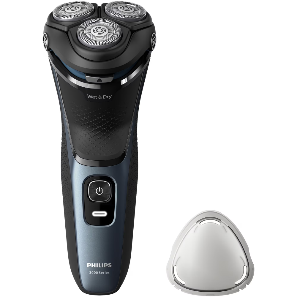 Aparat de ras PHILIPS Shaver Seria 3000 S3144/00, barbierit umed si uscat, fara fir, capete 5D pivotante si flexibile, lame autoascutire, 60 min, capac de protectie, Albastru intens [3]