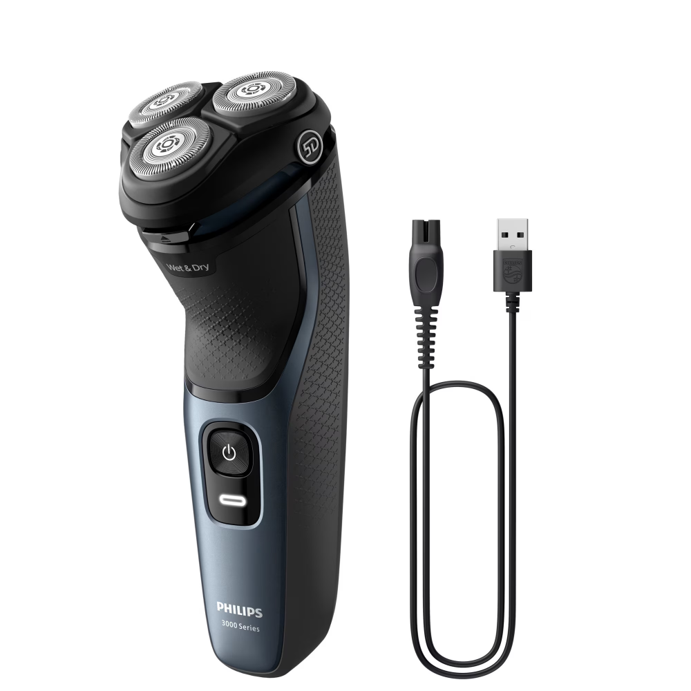 Aparat de ras PHILIPS Shaver Seria 3000 S3144/00, barbierit umed si uscat, fara fir, capete 5D pivotante si flexibile, lame autoascutire, 60 min, capac de protectie [5]