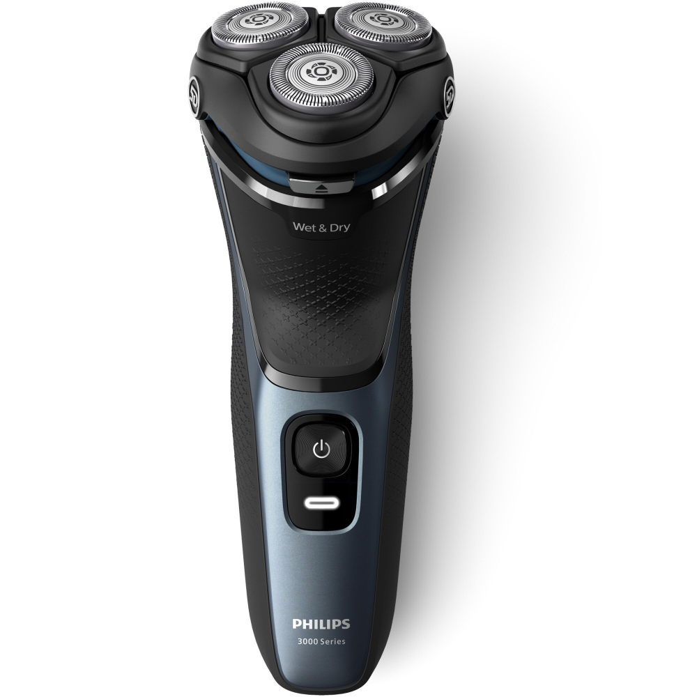 Aparat de ras PHILIPS Shaver Seria 3000 S3144/00, barbierit umed si uscat, fara fir, capete 5D pivotante si flexibile, lame autoascutire, 60 min, capac de protectie, Albastru intens [4]