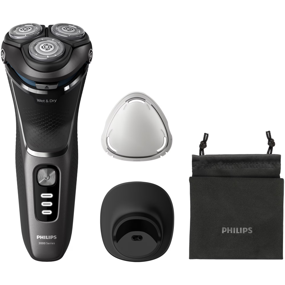 Aparat de ras PHILIPS Shaver Seria 3000 S3343/13, barbierit umed si uscat, fara fir, capete 5D pivotante si flexibile, lame autoascutire, 60 min, sistem de barbierire anticoroziune, capac de protectie [1]