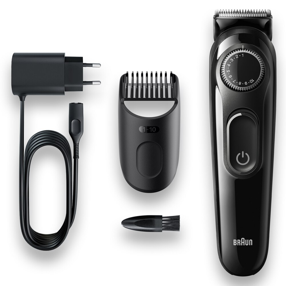 Aparat de tuns barba Braun Beard Trimmer BT3322, Wet&Dry, buton rotativ de precizie, 20 de setari pentru lungime, 1 pieptene, Negru [2]