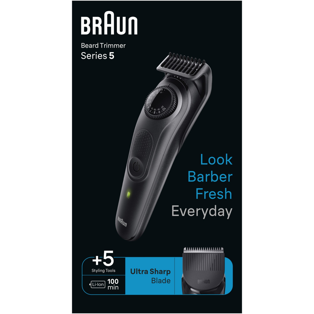 Aparat de tuns barba Braun Beard Trimmer BT5420, Wet&Dry, buton rotativ de precizie, 40 de setari pentru lungime, 1 mini-aparat de ras, 3 piepteni, autonomie 100 minute, Negru [3]
