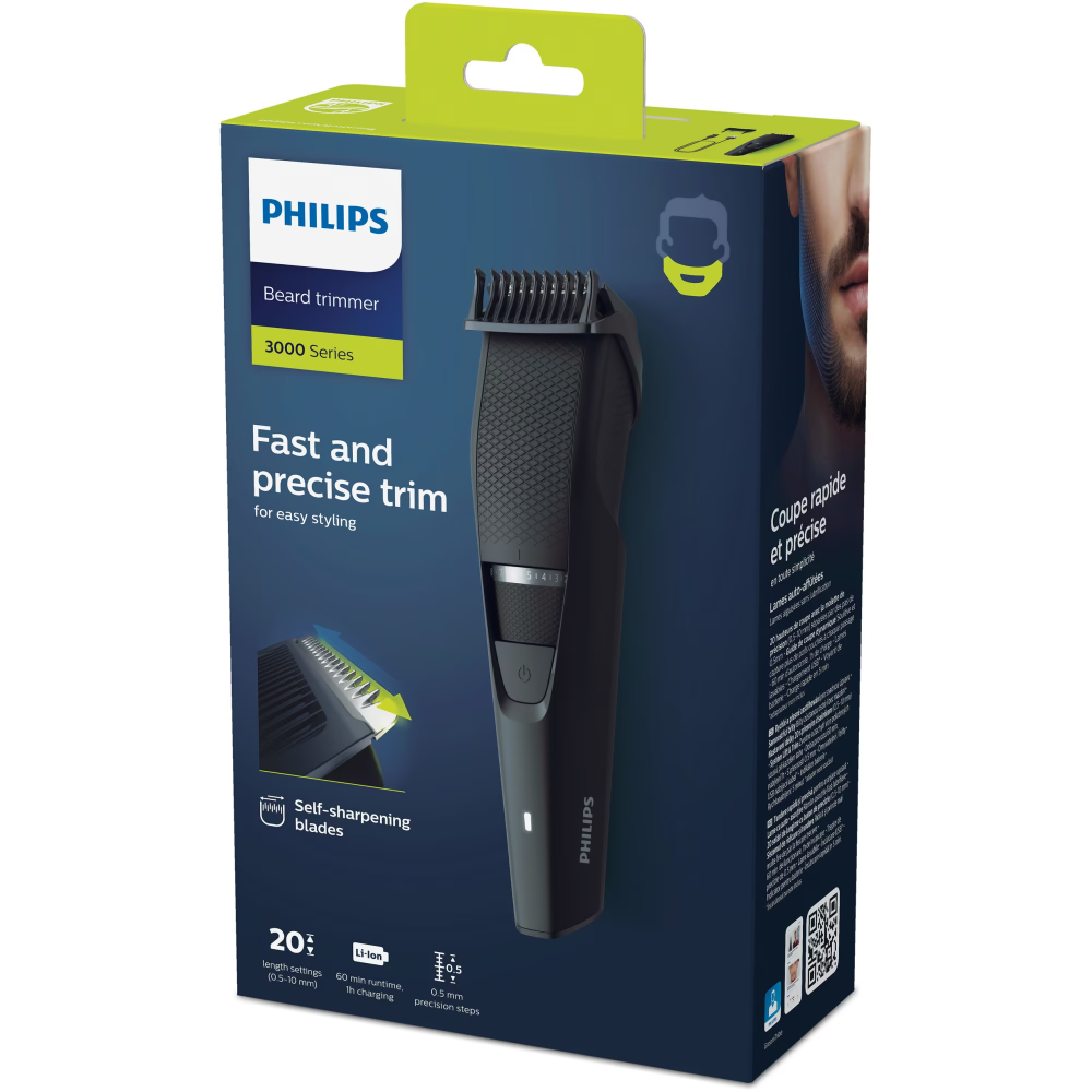 Aparat de tuns barba PHILIPS BT3234/15, Lame din otel inoxidabil cu ascutire automata, 0.5-10mm, utilizare fara fir, 60 min, Negru [3]