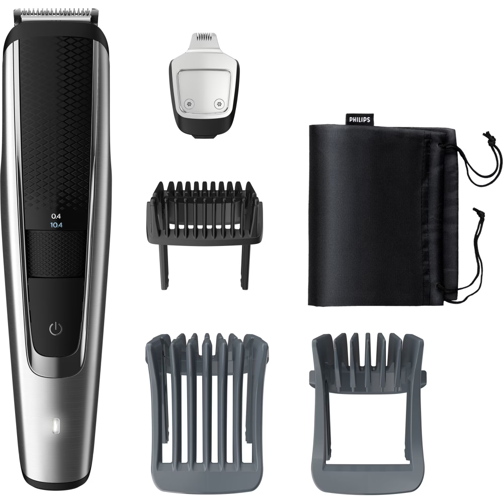 Aparat de tuns barba PHILIPS BT5522/15, Lame din otel inoxidabil 0.4-20mm, Lame metalice cu auto-ascutire, Utilizare fara fir 120 min/incarcare 1 h, Pieptene Lift & Trim, 2 piepteni reglabili, Indicat [1]
