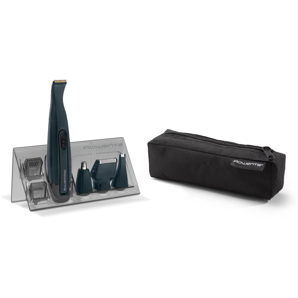 Aparat de tuns barba Rowenta Nomad TN3651F0, lame invelis titan, rezistent la apa, accesoriu pentru ras, baza de depozitare, albastru [2]