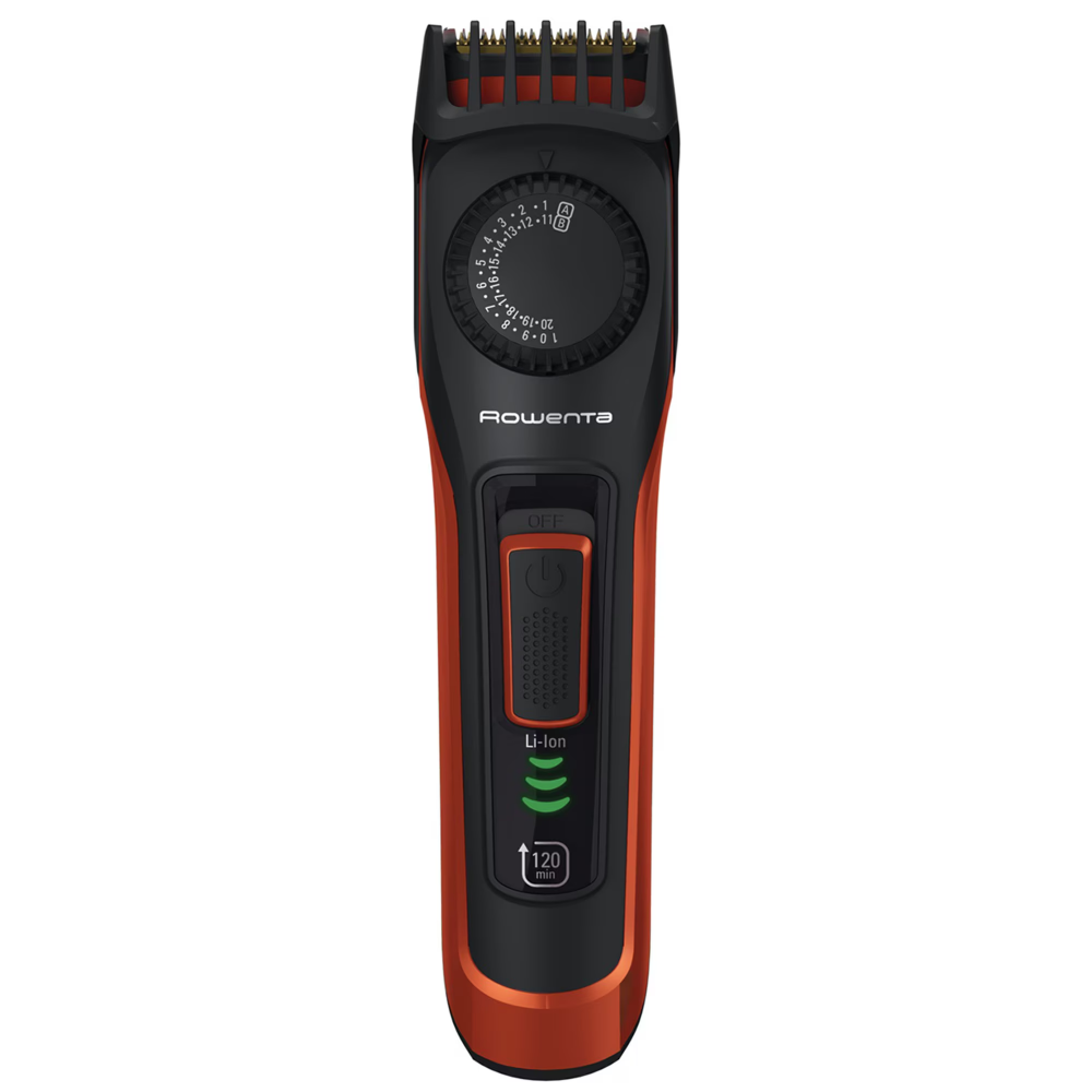 Aparat de tuns barba Rowenta Virtuo Style TN3800F4, 6500 rpm, autonomie 120 min, pieptene ajustabil, indicator LED baterie, tehnologie autoascutire, Gri/Portocaliu [3]