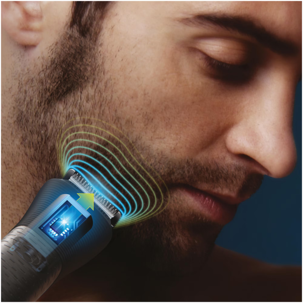 Aparat de tuns barba si parul 10 in 1 PHILIPS Multigroom All in One MG5920/15, tehnologie BeardSense, lame din otel cu auto-ascutire, 11 setari de lungime, rezistent la apa, husa, Negru / Argintiu [3]