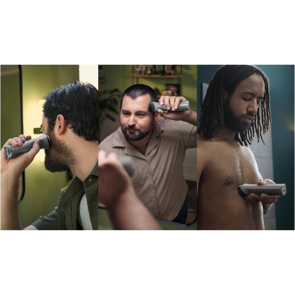 Aparat de tuns barba si parul 10 in 1 PHILIPS Multigroom All in One MG5920/15, tehnologie BeardSense, lame din otel cu auto-ascutire, 11 setari de lungime, rezistent la apa, husa, Negru / Argintiu [4]