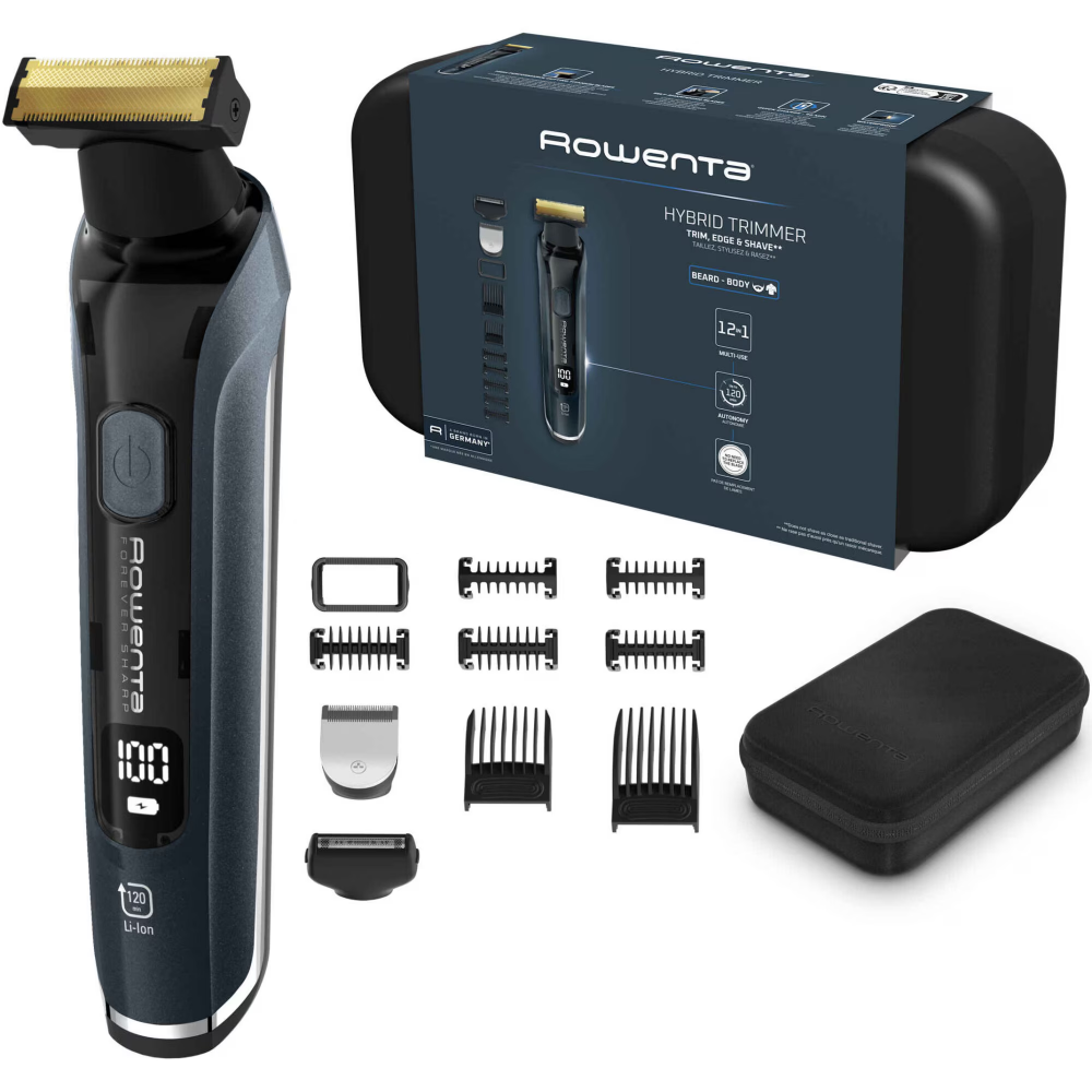 Aparat de tuns, conturat si ras Rowenta Forever Sharp Comfort TN6044E0, 5 piepteni detasabili, autonomie 120 min, incarcare rapida, wet & dry, husa inclusa, negru [1]