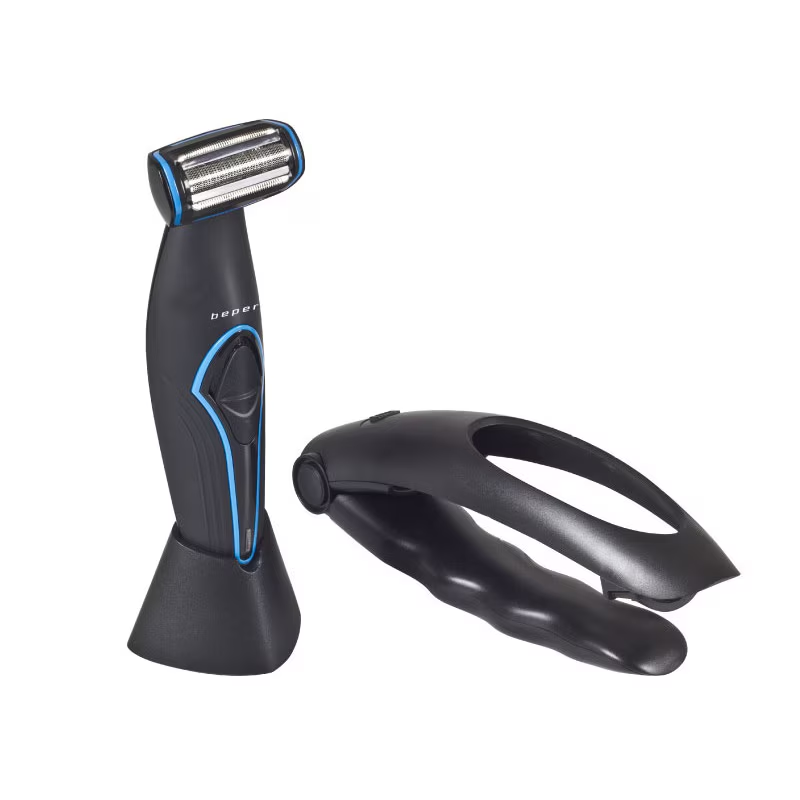 Aparat de tuns corporal Beper 40.330, lame Inox, autonomie 60 min, accesoriu spate, baza incarcare, Negru [2]