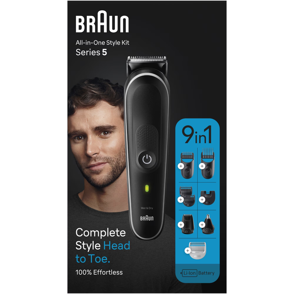Aparat de tuns multifunctional Braun MGK5420, Wet&Dry, 9-in-1, 2 piepteni ficsi, 4 piepteni, 1 mini aparat de ras, autonomie 100 minute, Saculet de voiaj, Negru/Alb [3]