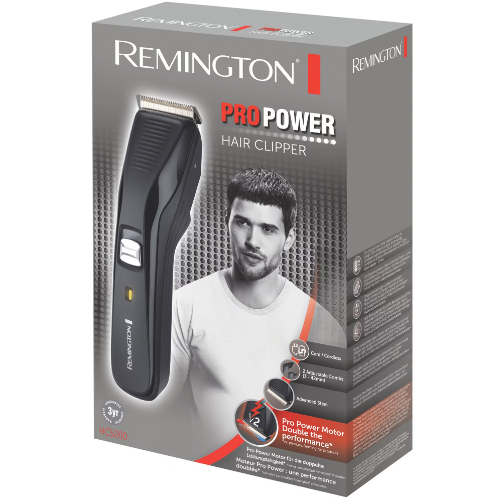 Aparat de tuns Parul & Barba Remington HC5200, LED, Lame otel, 3-42 mm, Acumulator, Negru [2]