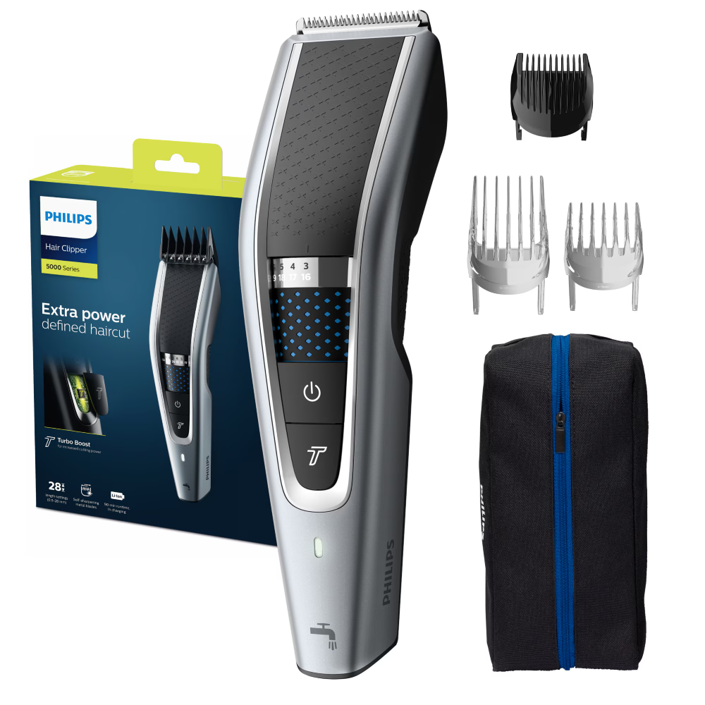 Aparat de tuns PHILIPS HC5630/15, 0.5-28 mm, 28 trepte, Litiu Ion, Lavabil, Argintiu [1]