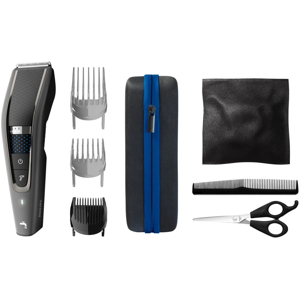 Aparat de tuns PHILIPS HC7650/15, 0.5-28 mm, 28 trepte, Litiu-Ion, Lavabil, Negru/Albastru [1]