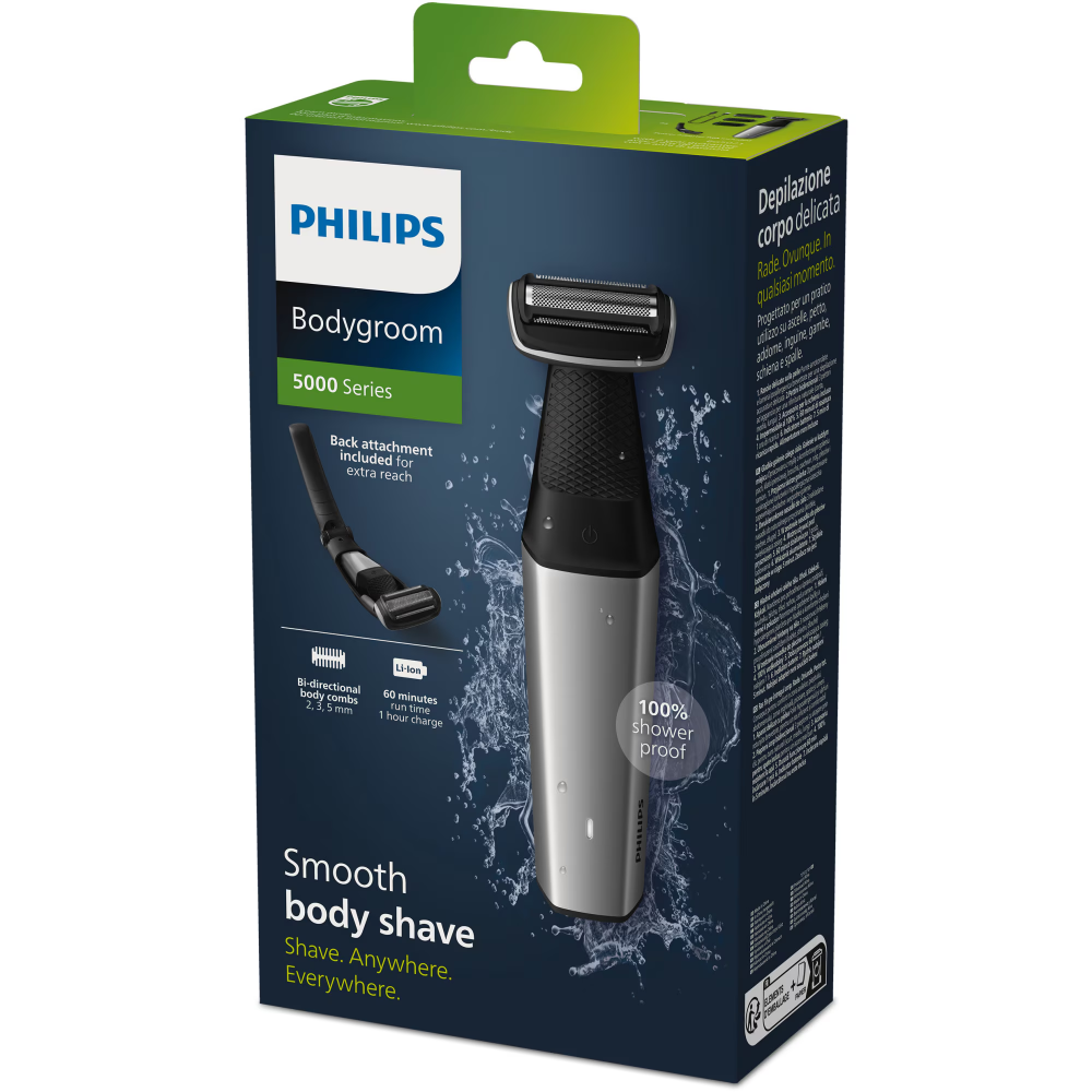 Aparat de tuns/ras corporal PHILIPS BG5021/15 seria 5000, folie hipoalergenica, autonomie 60 minute/ timp incarcare 1 ora, functie incarcare rapida 5 minute, 3 x pieptene pentru corp (2, 3, 5 mm), man [4]