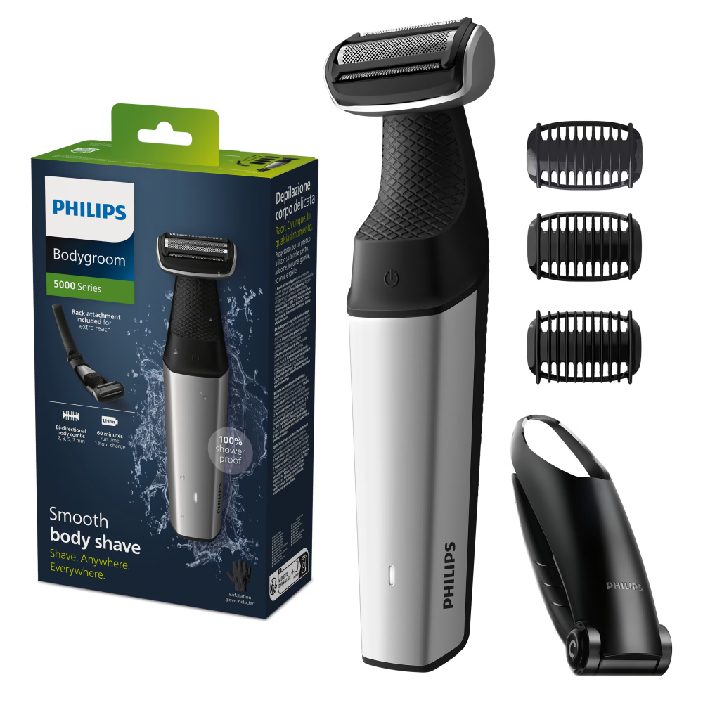 Aparat de tuns/ras corporal PHILIPS BG5021/15 seria 5000, folie hipoalergenica, autonomie 60 minute/ timp incarcare 1 ora, functie incarcare rapida 5 minute, 3 x pieptene pentru corp (2, 3, 5 mm), man [1]