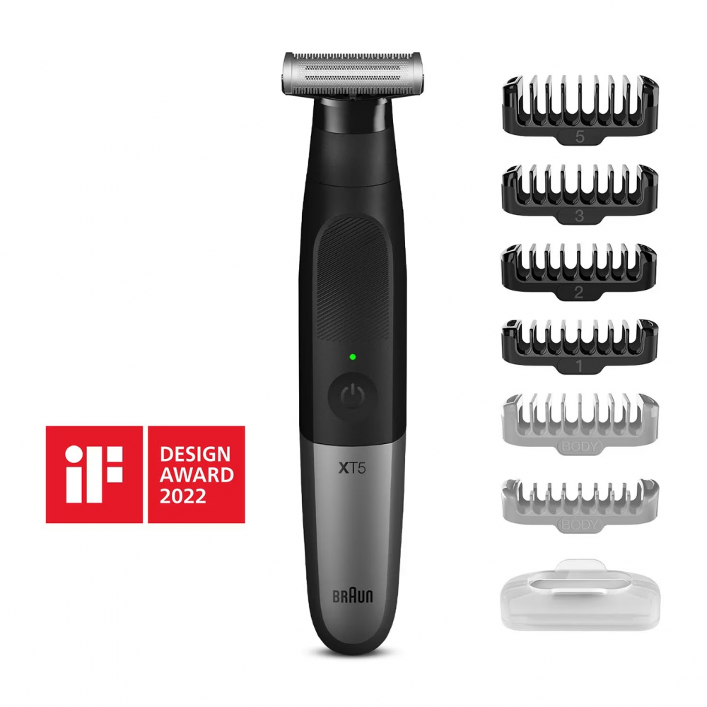 Aparat hibrid de barbierit si tuns barba Braun Series X XT5200 Wet&Dry, 5 piepteni, negru/argintiu [2]