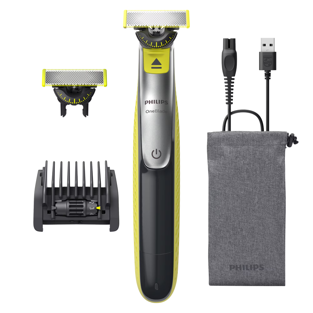 Aparat hibrid de barbierit si tuns barba PHILIPS OneBlade 360 QP2734/31, pieptene reglabil 5 in 1, reincarcabil, umed si uscat, 60 min, USB-A, husa, capac de protectie, lama 360 inlocuibila suplimenta [1]