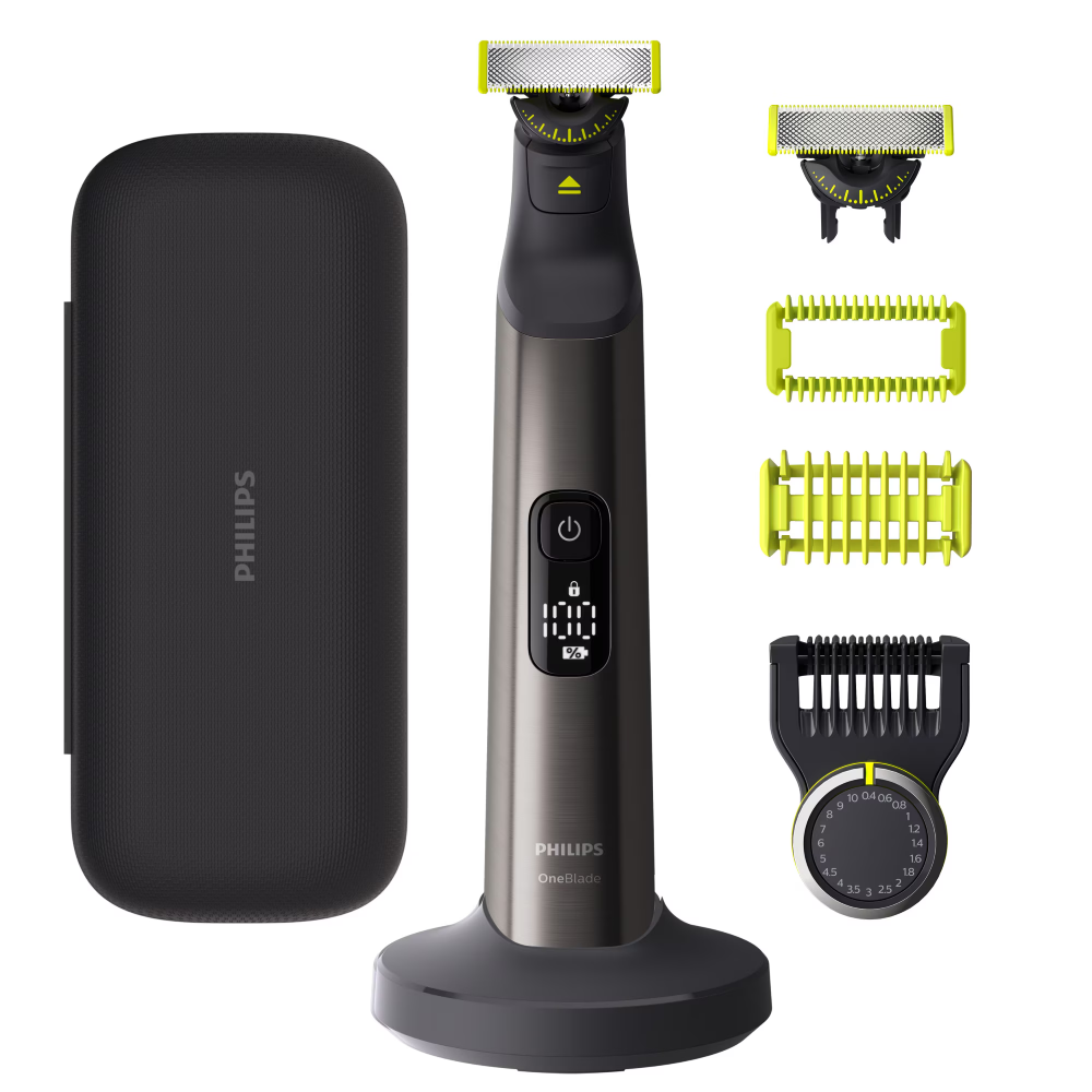 Aparat hibrid de barbierit si tuns, pentru fata, PHILIPS OneBlade Pro QP6652/61, 2 lame 360, 20 de setari de lungime (0,4-10 mm), 2 accesorii pentru corp, 120 min (Li-ion), toc hardcase, cablu de alim [1]