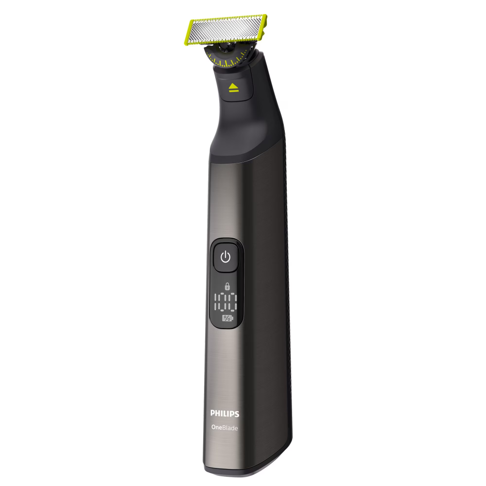 Aparat hibrid de barbierit, tuns barba si parul corporal PHILIPS OneBlade Pro QP6551/30, pieptene cu 14 lungimi, lama inovatoare 360 cu 2 taisuri, afisaj digital LED, pieptene corp, reincarcabil, auto [3]