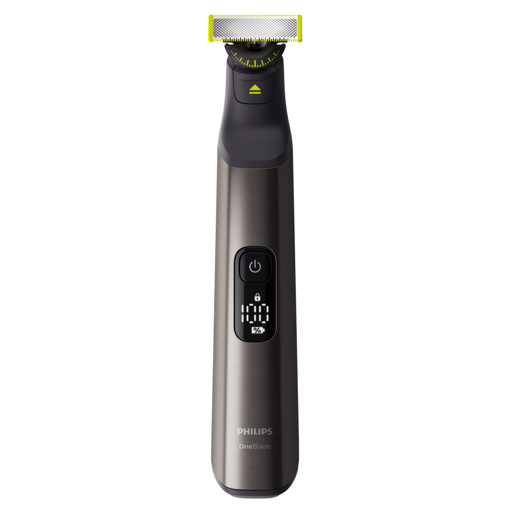 Aparat hibrid de barbierit, tuns barba si parul corporal PHILIPS OneBlade Pro QP6551/30, pieptene cu 14 lungimi, lama inovatoare 360 cu 2 taisuri, afisaj digital LED, pieptene corp, reincarcabil, auto [2]