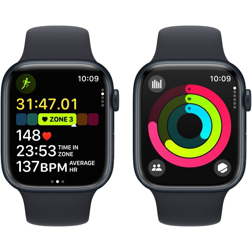 Apple Watch 9, GPS, Carcasa Midnight Aluminium 45mm, Midnight Sport Band - S/M (RESIGILAT) [3]