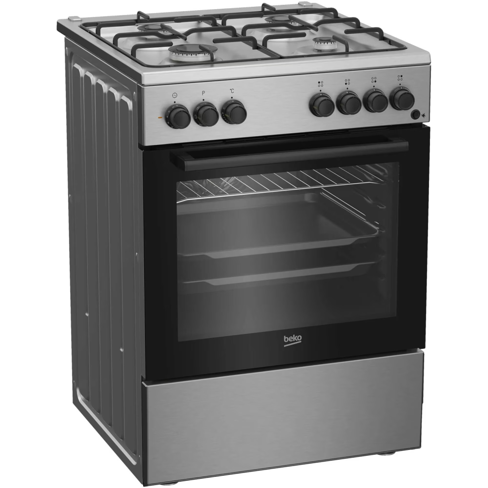 Aragaz Beko FBSE62120XD, Mixt, 4 arzatoare, Aprindere electrica, Gatire asistata cu ventilatie, Grill, 60 cm, Inox [2]