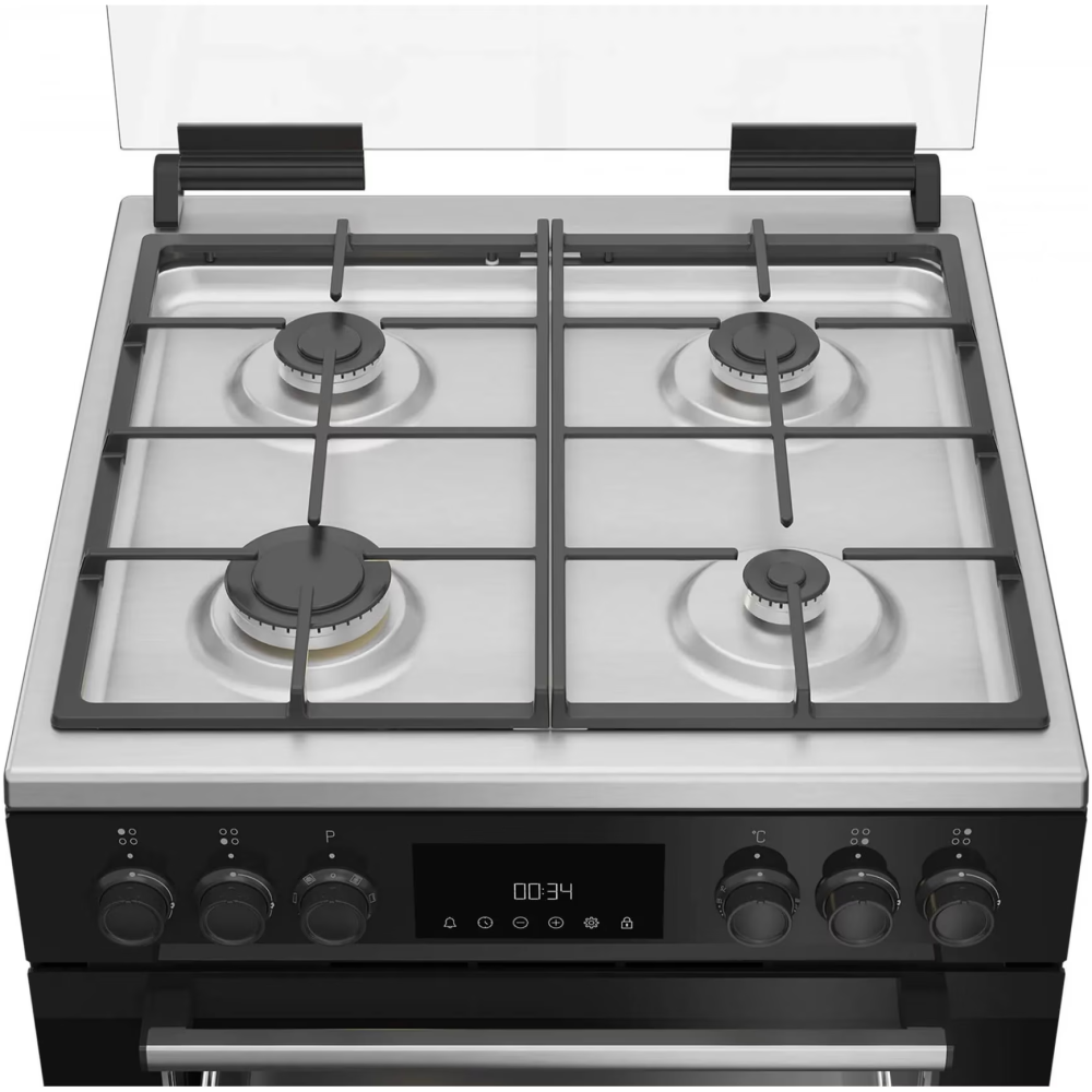 Aragaz Beko FBSM62530DXMS, Mixt, 4 arzatoare, Aprindere electrica integrata, Gratare din fonta, Autocuratare catalitica, Grill, Gatire 3D, Timer, LED, 60 cm, Inox [4]
