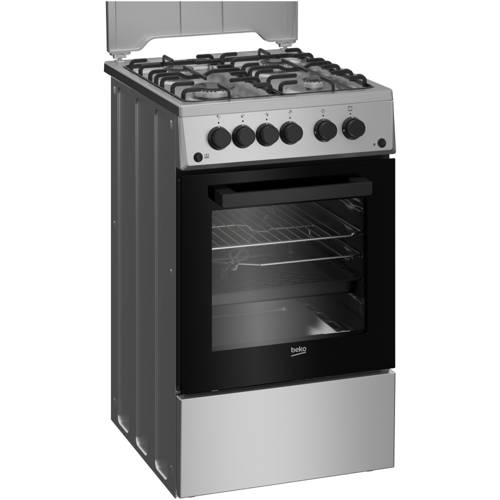 Aragaz Beko FSGT52110DXON, Gaz, 4 arzatoare, Aprindere electrica plita/cuptor, 50 cm, Inox [2]