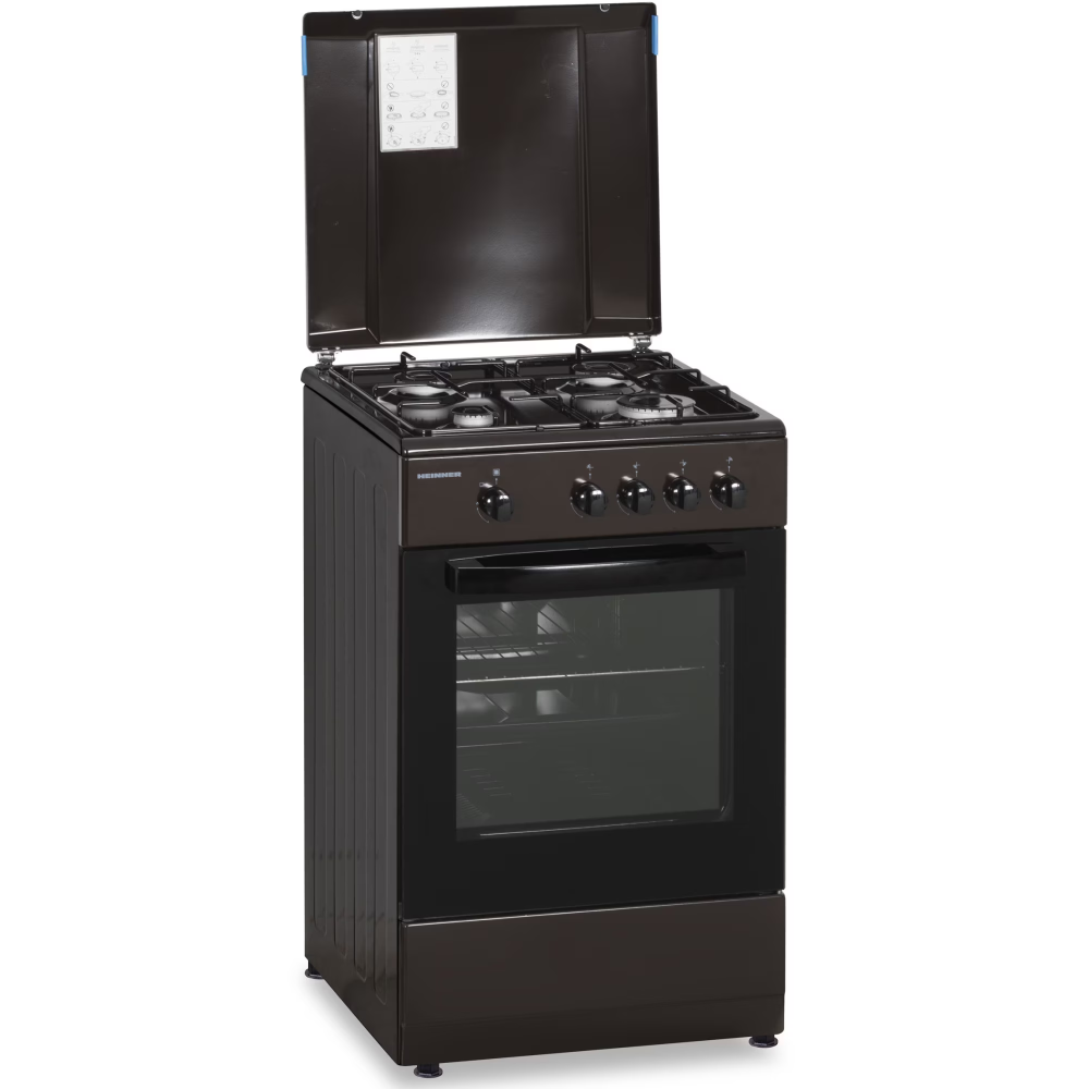 Aragaz Heinner HFSC-SME50BRW, Gaz, 4 arzatoare, Dispozitiv siguranta plita si cuptor, 50 cm, Maro [5]