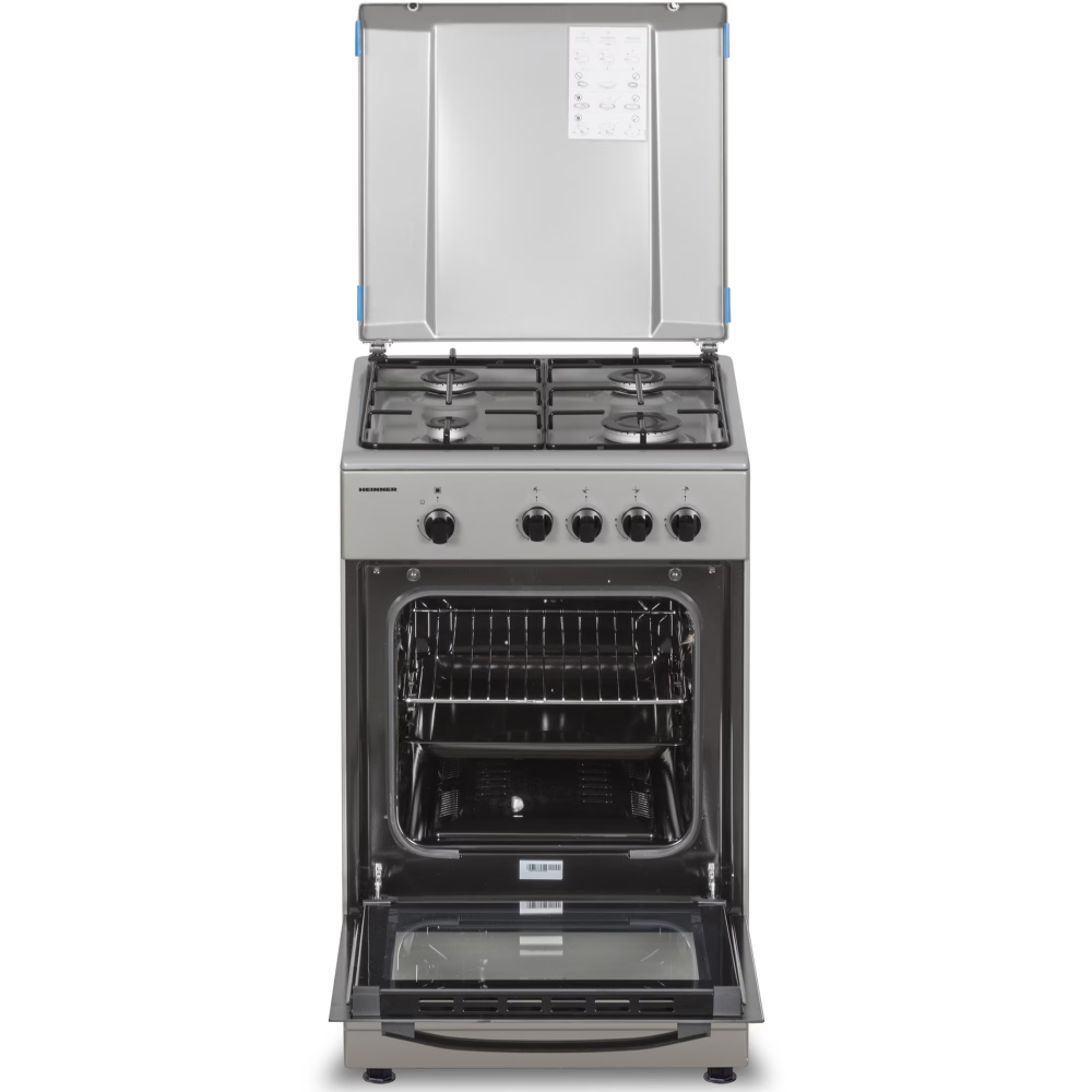 Aragaz Heinner HFSC-SME50SL, Gaz, 4 arzatoare, Dispozitiv siguranta plita si cuptor, 50 cm, Argintiu [2]