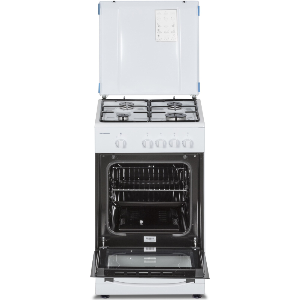 Aragaz Heinner HFSC-SME50WH, Gaz, 4 arzatoare, Dispozitiv siguranta plita si cuptor, 50 cm, Alb [2]
