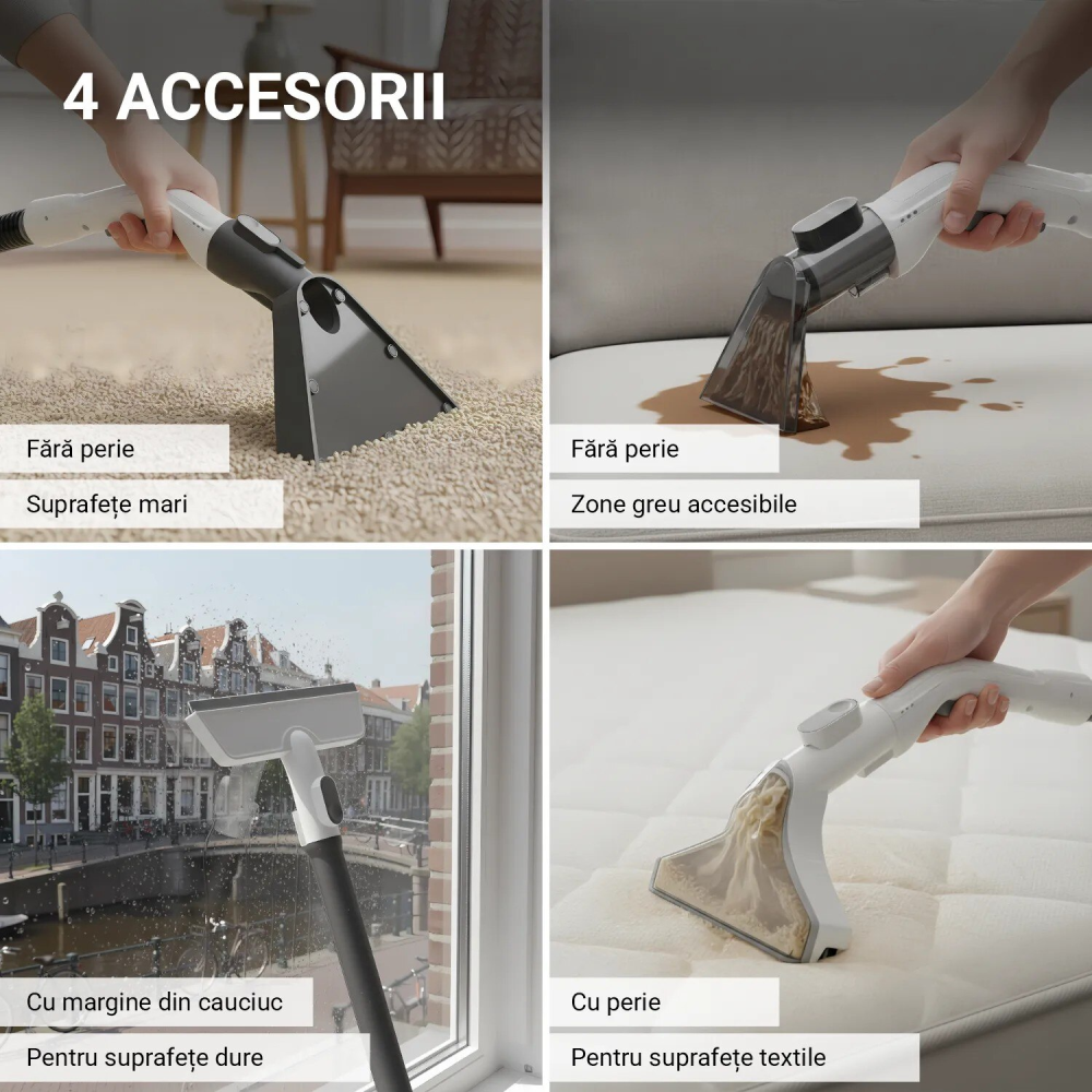 Aspirator cu Spalare Injectie-Extractie RYER PRO 5 IN 1, Putere 17.000Pa, 800W, Curatator de Pete, Potrivit Pentru: Covoare, Saltele, Tapiterii, Textile, Ferestre, Podele, Rezervor Apa Curata si Deter [2]