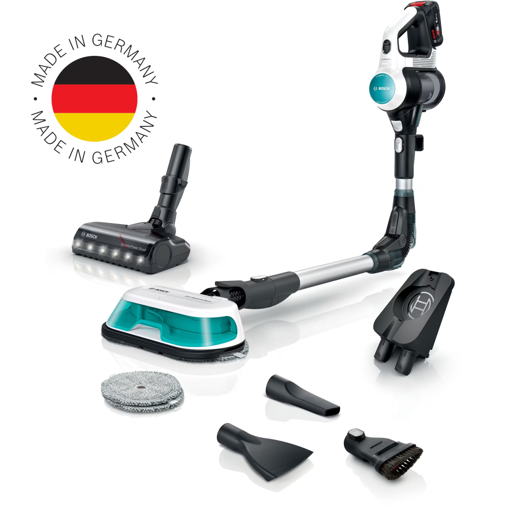 Aspirator vertical Bosch Unlimited 7 ProHygienic Aqua BCS71HYG1, baterie 3 Ah, 3 trepte de putere; Perie AllFloor DynamicPower cu LED-uri, 2in1 DynamicAqua Mop, rezervor apa pentru stergere pana la 50 [2]