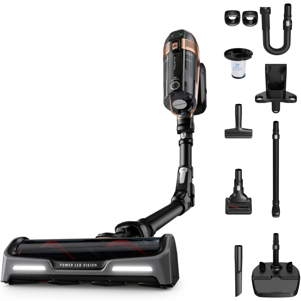 Aspirator vertical fara fir Rowenta X-Force Flex 15.60 RH99F1WO, 550W, 32.4V, autonomie 80 min, filtrare 99.9%, recipient praf 0.9 L, tub flexibil, perie cu LED, panou digital SmartControl, statie de  [2]