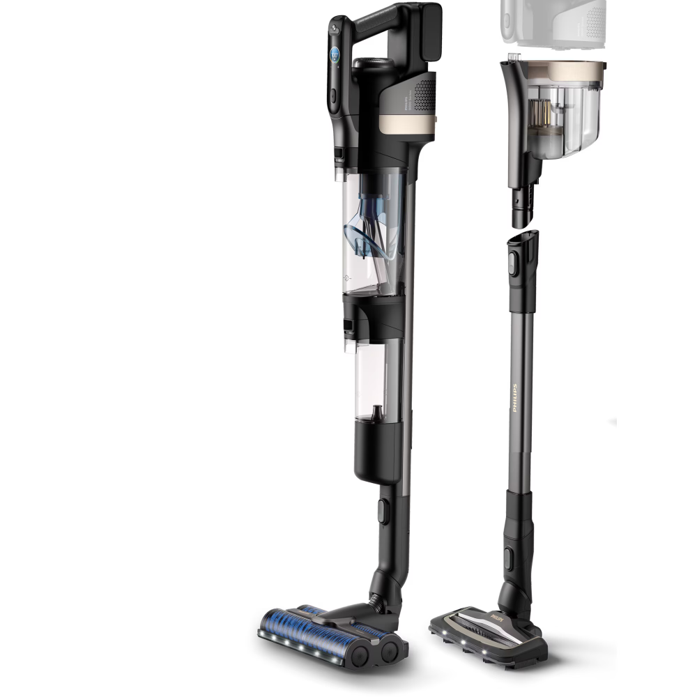 Aspirator vertical Philips 3-in-1, AQUA TRIO seria 9000 XW9463/11, tehnologie Aqua Spin 4000, perii rotative-se curata singure in timpul utilizarii, baterie 25.2V, statie de depozitare si auto-curatar [3]